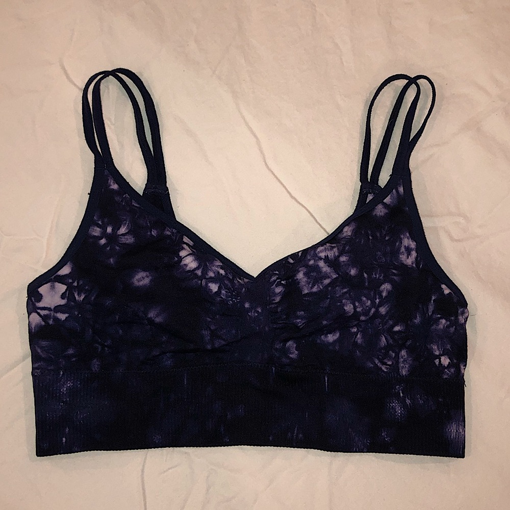 ⚡️AERIE Low Impact Sports Bra Yoga Top Blue Tie Dye American Eagle AE | Small S